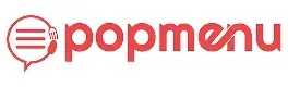 Popmenu logo in red with a speech bubble icon and stylized text