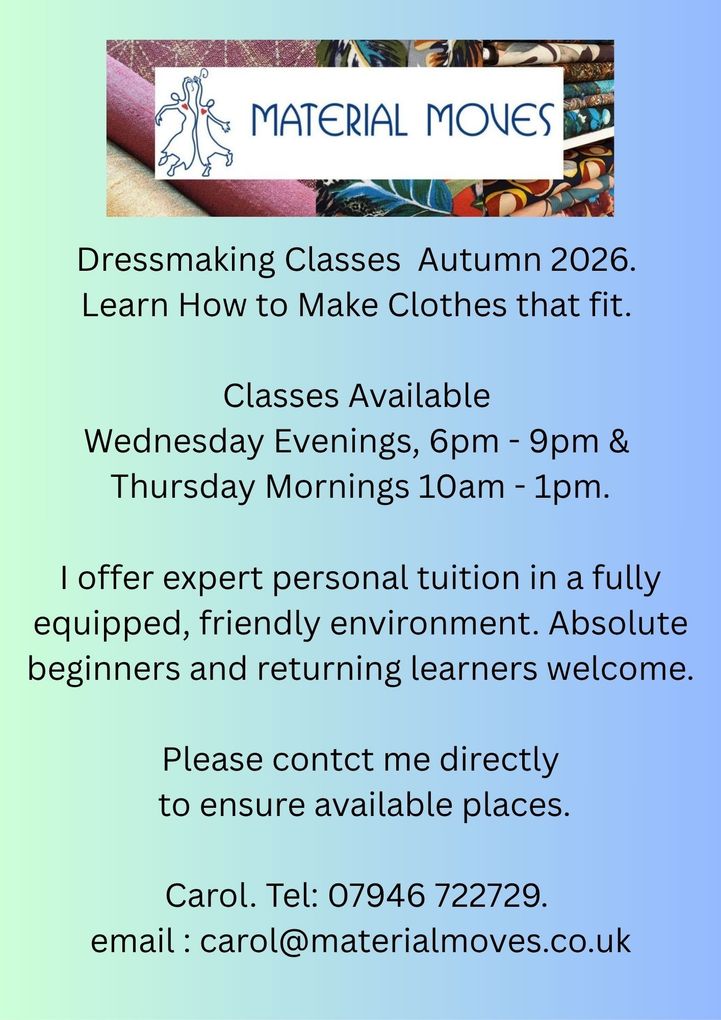 Sewing Workshops at Material Moves Autumn 2025
