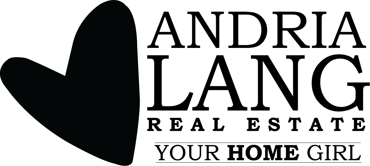 Black heart logo with text “ANDRIA LANG REAL ESTATE YOUR HOME GIRL”