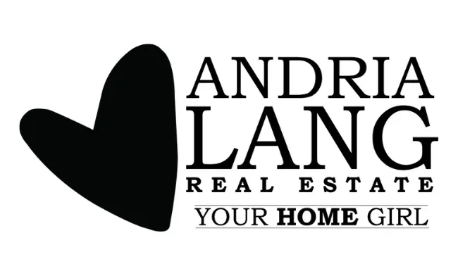 Black heart logo with the text “ANDRIA LANG REAL ESTATE YOUR HOME GIRL”