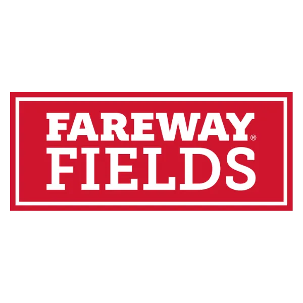 Red Fareway Fields logo with white text in a rectangular border
