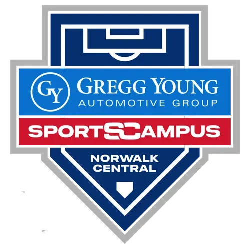 Gregg Young Automotive Group SportsCampus Norwalk Central logo in blue, red, and white