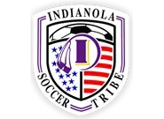 Indianola Soccer Tribe logo with purple shield, stars, soccer ball, and red-striped U.S. flag motif