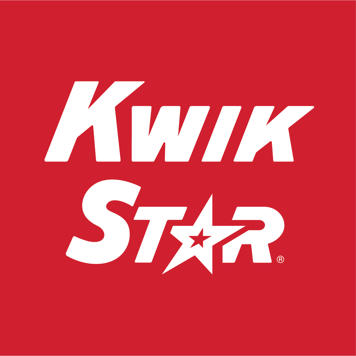 Kwik Star logo in white on a red background