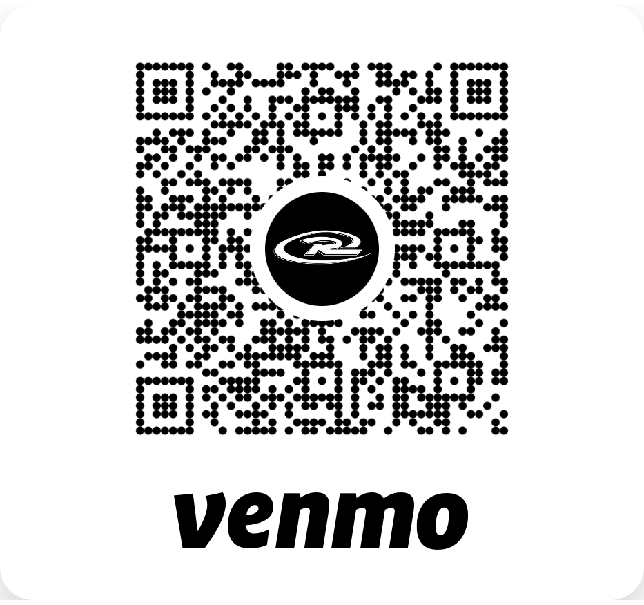 Venmo QR code with logo beneath on a white background