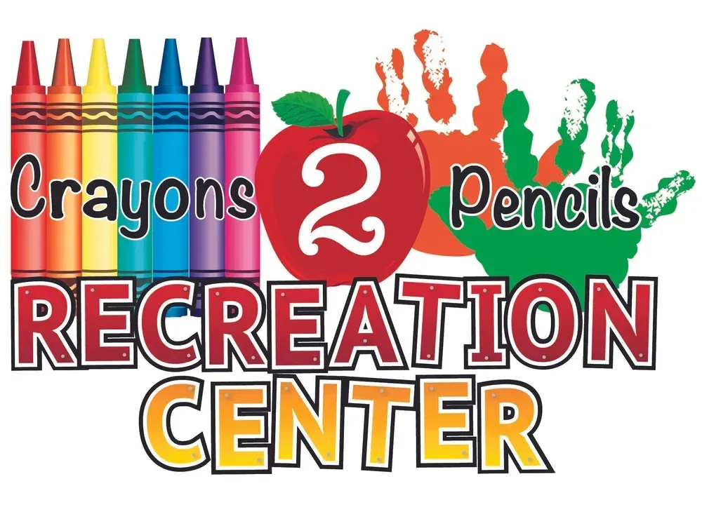 Crayons and pencils logo with “Recreation Center” text and colorful handprints