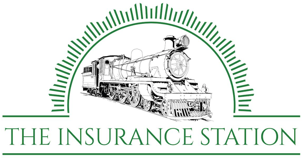 Green train logo with “THE INSURANCE STATION” text and radiating lines above.