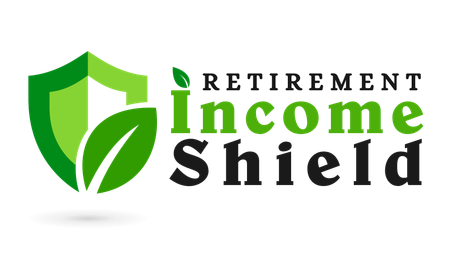 The retirement income shield logo is a green shield with leaves on it.