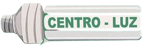 Bombilla fluorescente compacta blanca y verde con la etiqueta “CENTRO - LUZ”