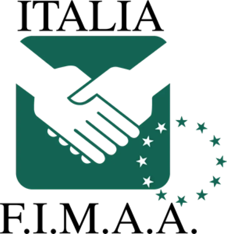 Logo F.I.M.A.A. Italia con stretta di mano verde e stelle su sfondo bianco