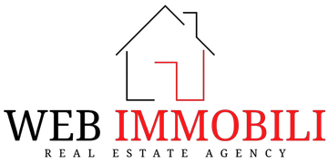 Logo per l'agenzia immobiliare Web Immobili: profilo della casa, testo