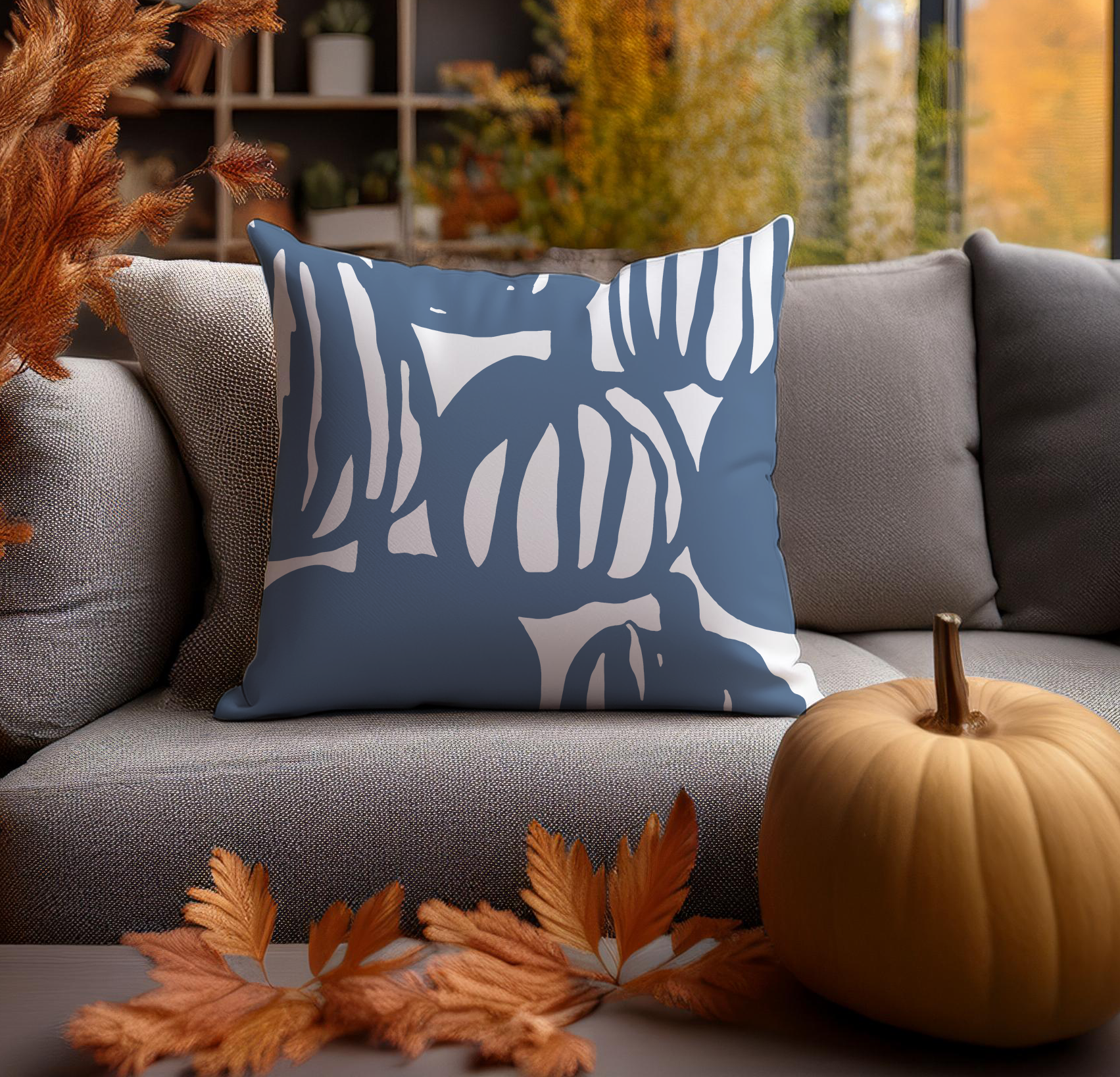 Blue Pumpkin Mirage Throw Pillow