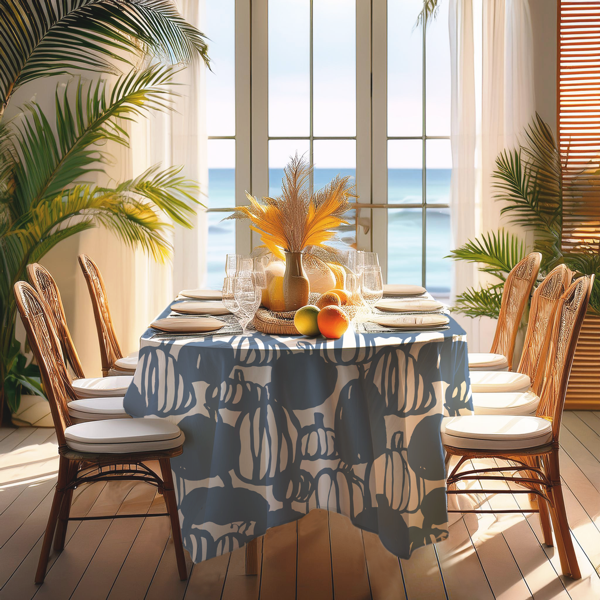 Blue Pumpkin Mirage Table Cloth