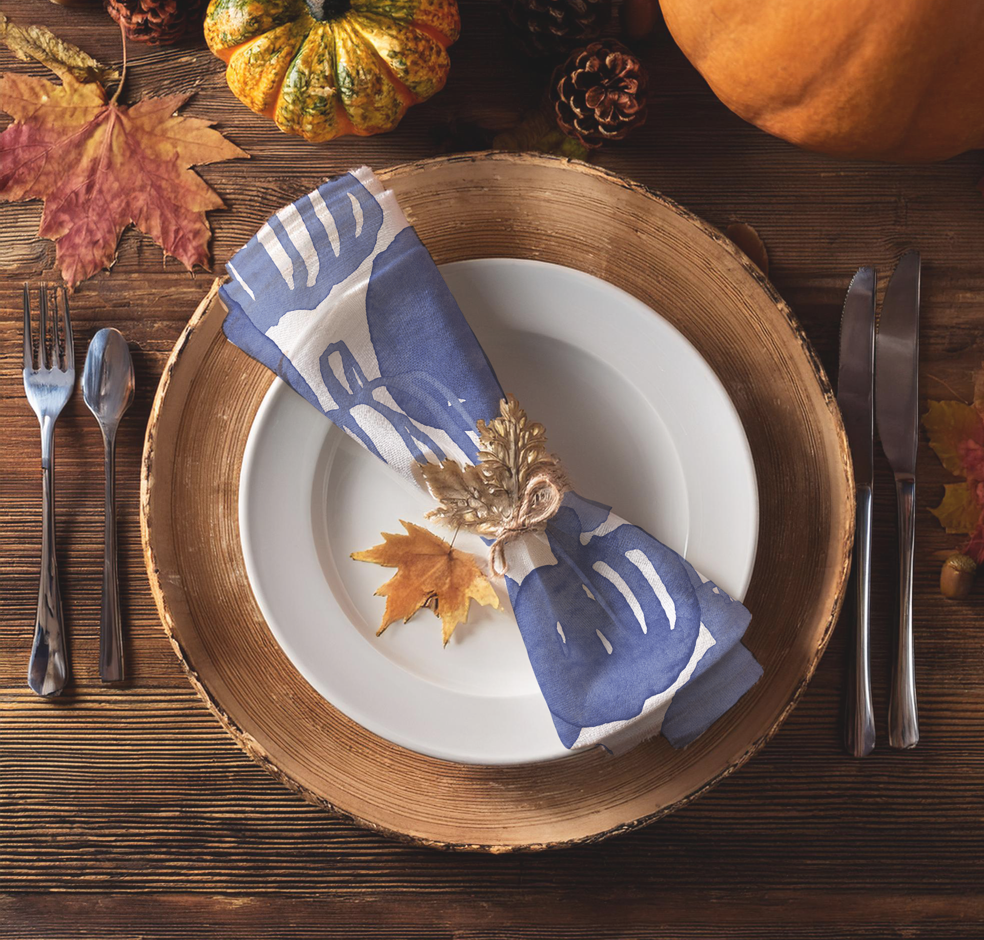 Blue Pumpkin Patch Table Napkin