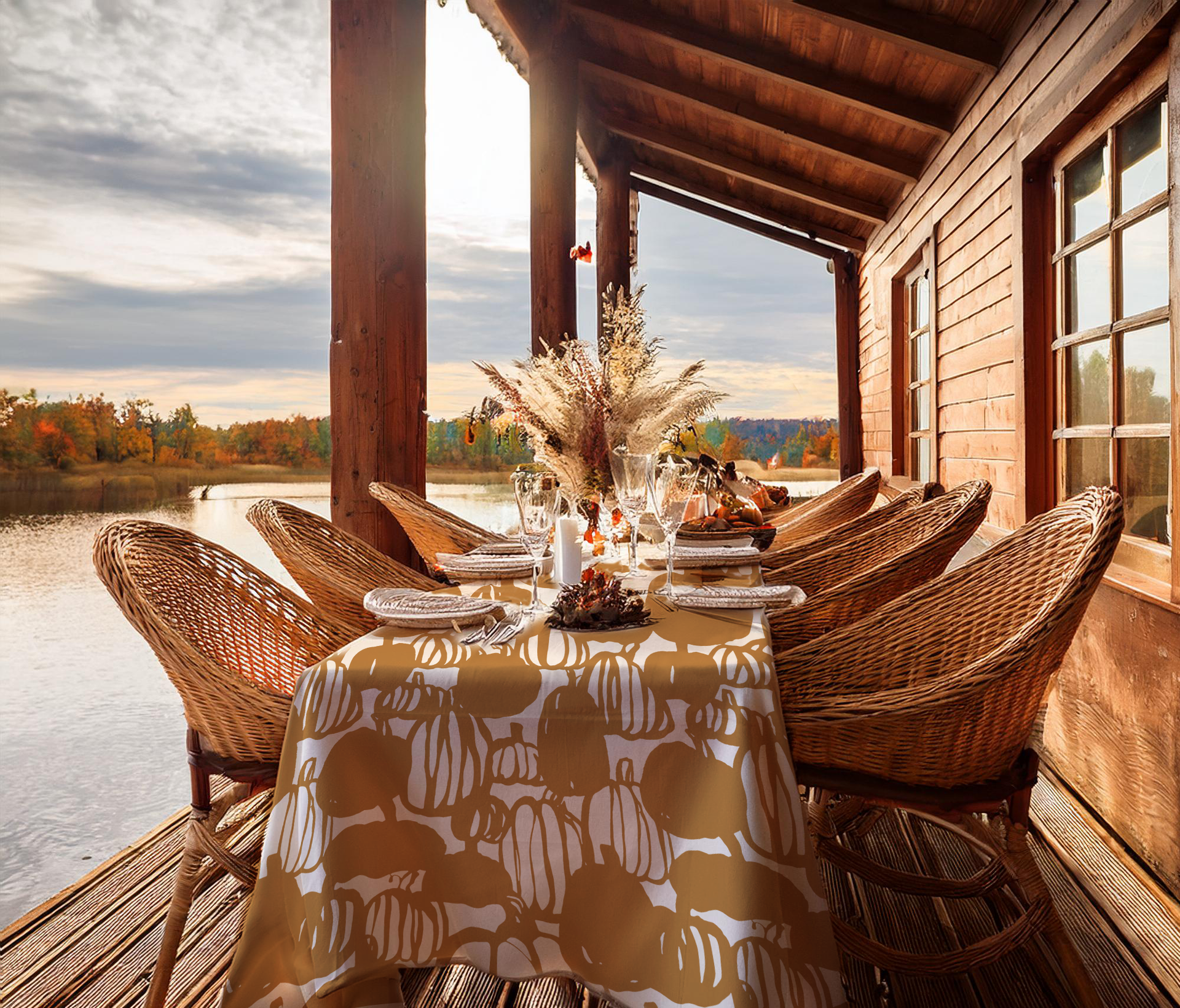 Pumpkin Mirage Table Cloth