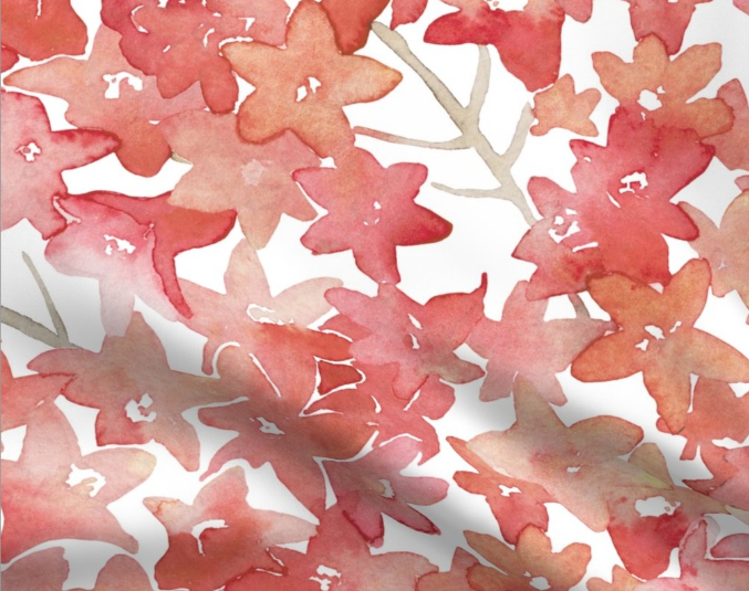 Scarlet Blooms Fabric