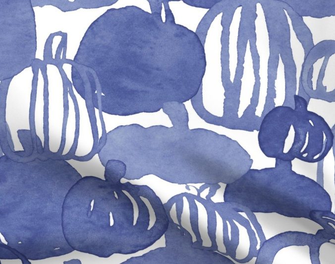 Blue Pumpkin Patch Fabric