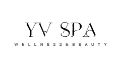 Logo for YV Spa, with text: YV SPA, wellness & beauty. Black text on white background.