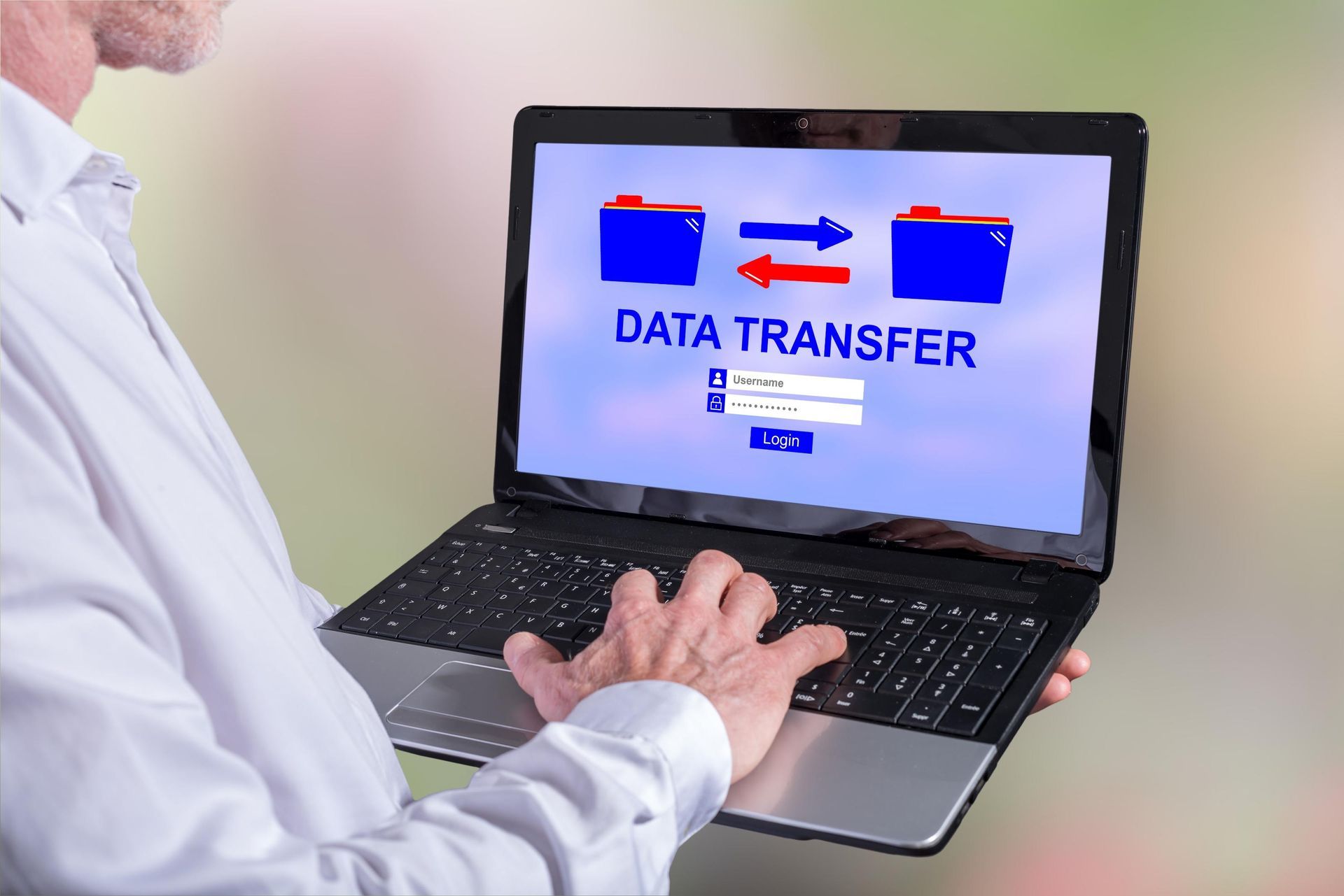Person using laptop with 