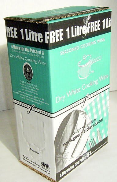 Dry white cooking wine carton