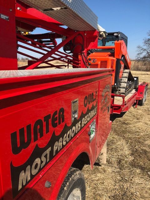 Red truck with 
