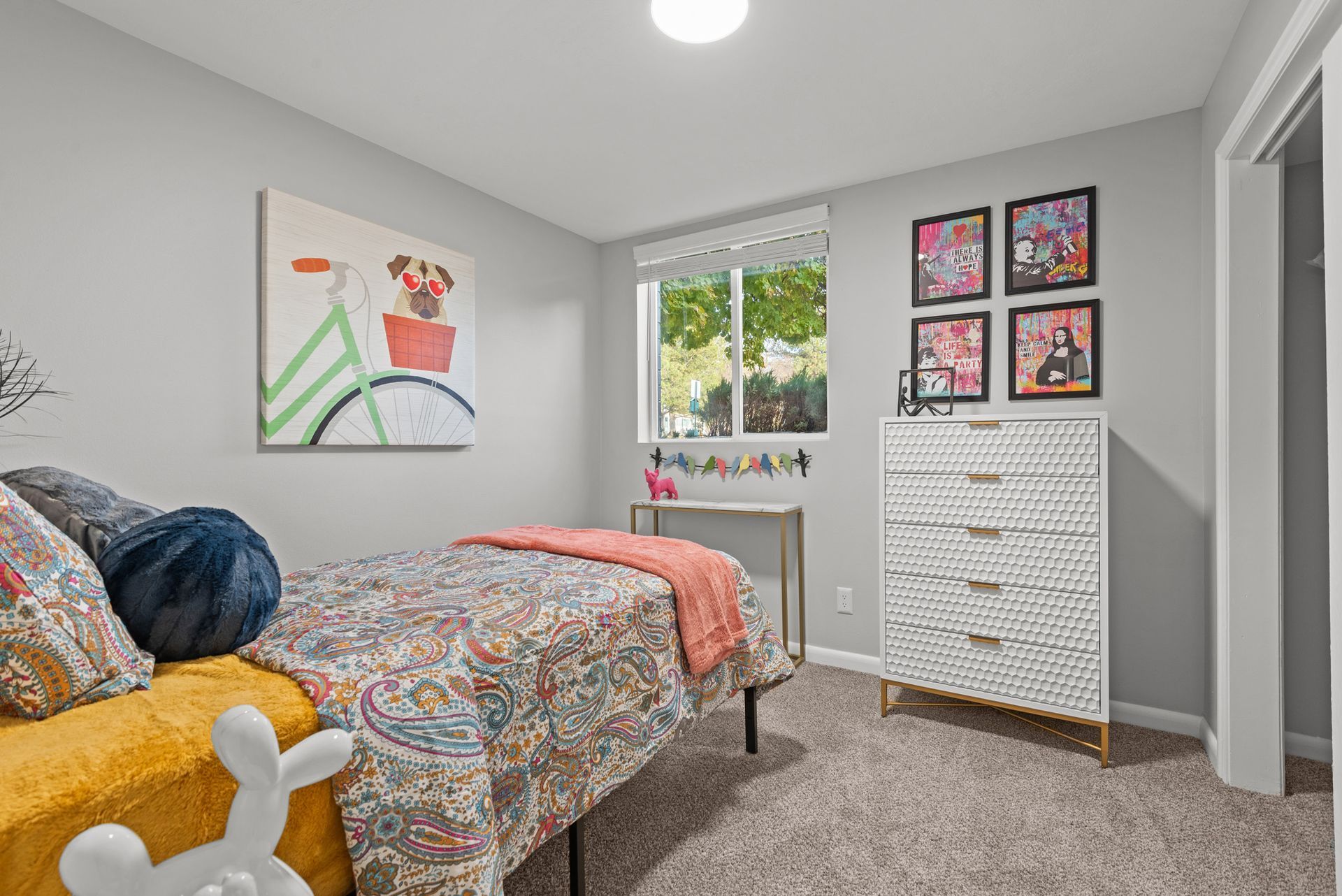 Haven on Highland Apartments Model Bedroom with Dresser and Window