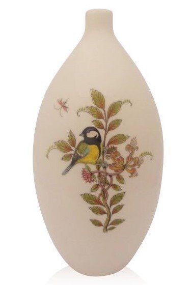 hand painted cremation urn Great Tit