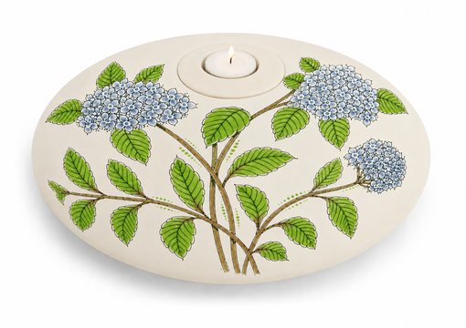 urnschaal hand beschilderd Hortensia blauw