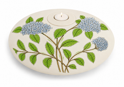 Urnschaal hand beschilderd Hortensia blauw