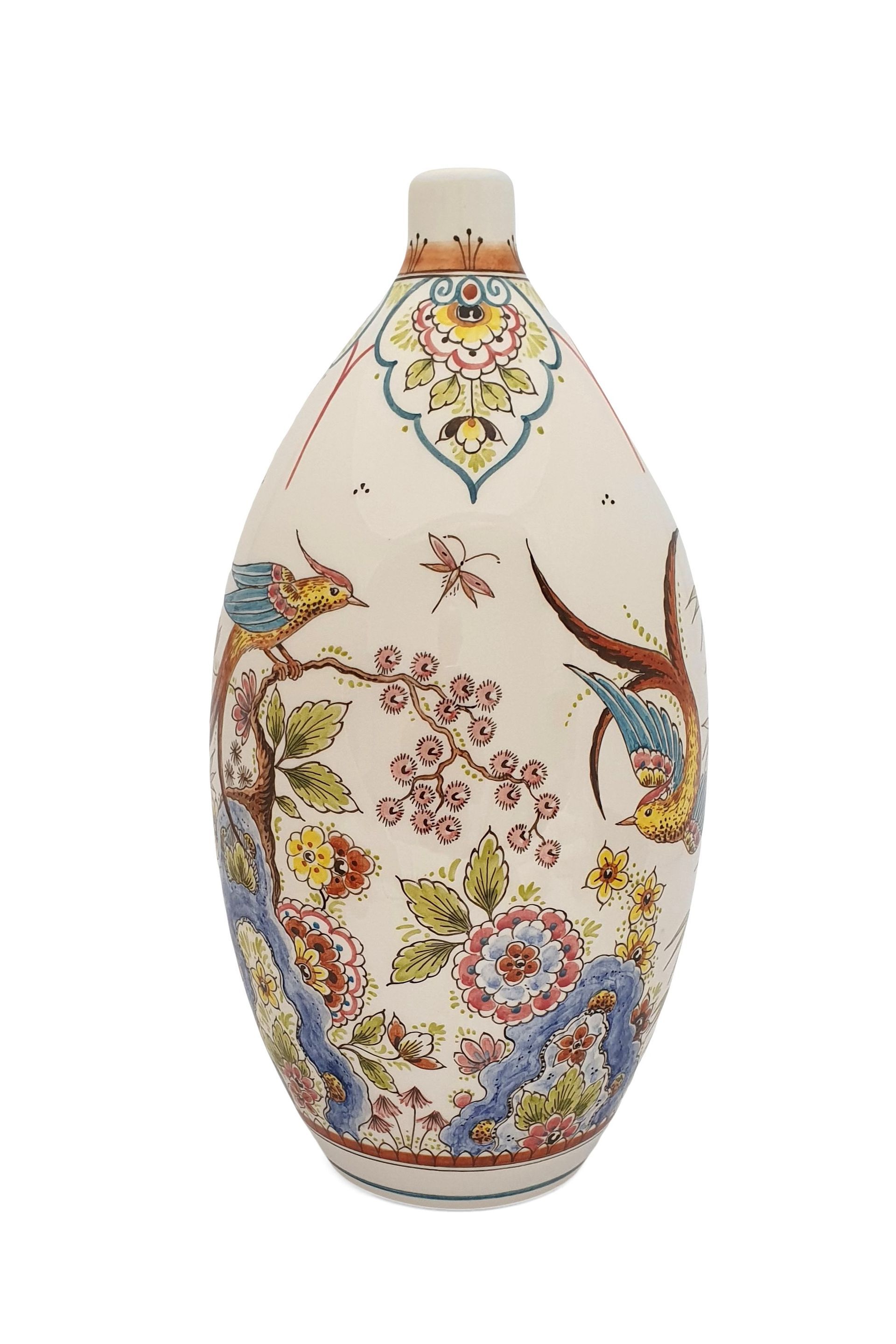 urn paradijsvogel / vogel met bamboe handbeschilderd