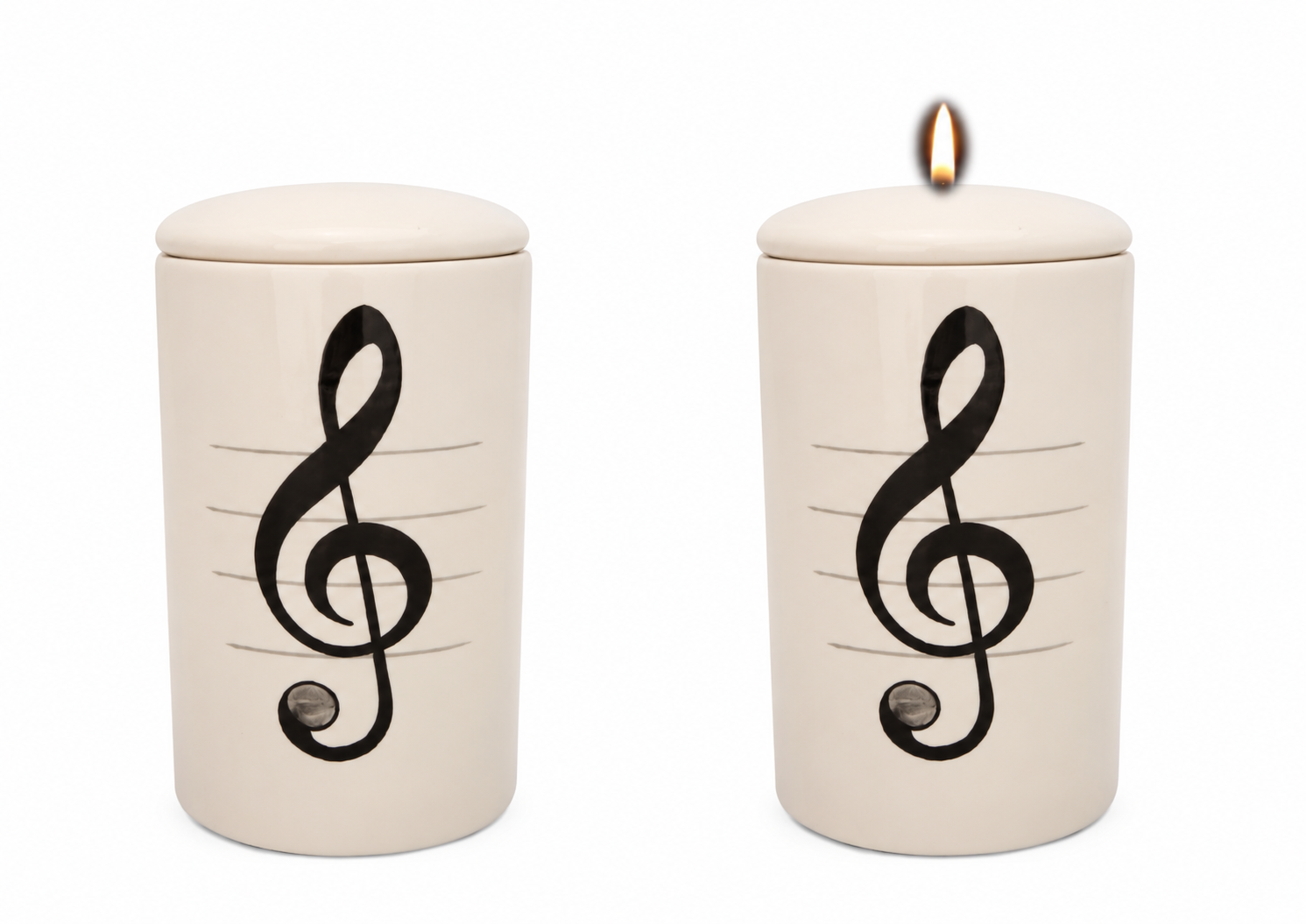 Cilinder urn Muzieksleutel
hand beschilderd