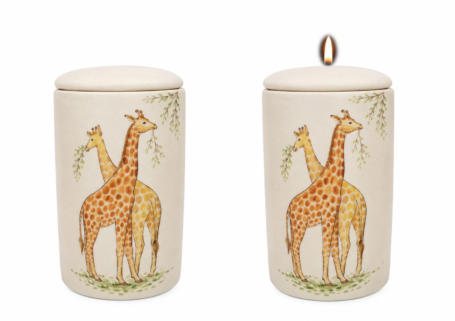 Cilinder urn Giraffes
hand beschilderd