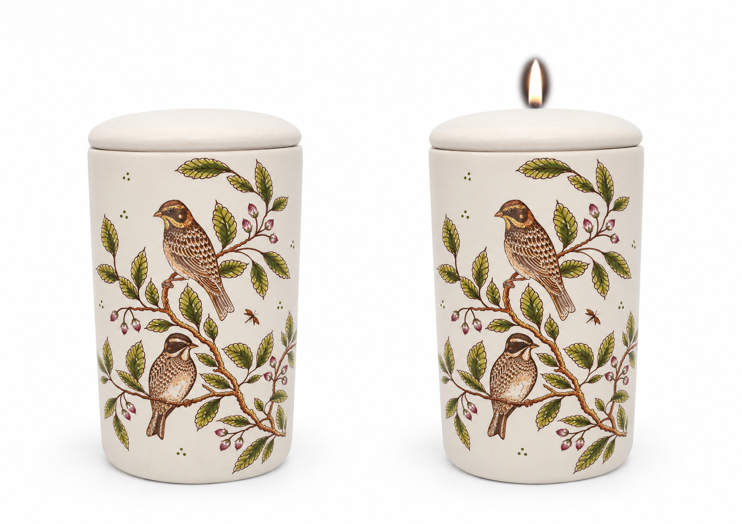 Cilinder urn Vogels
hand beschilderd