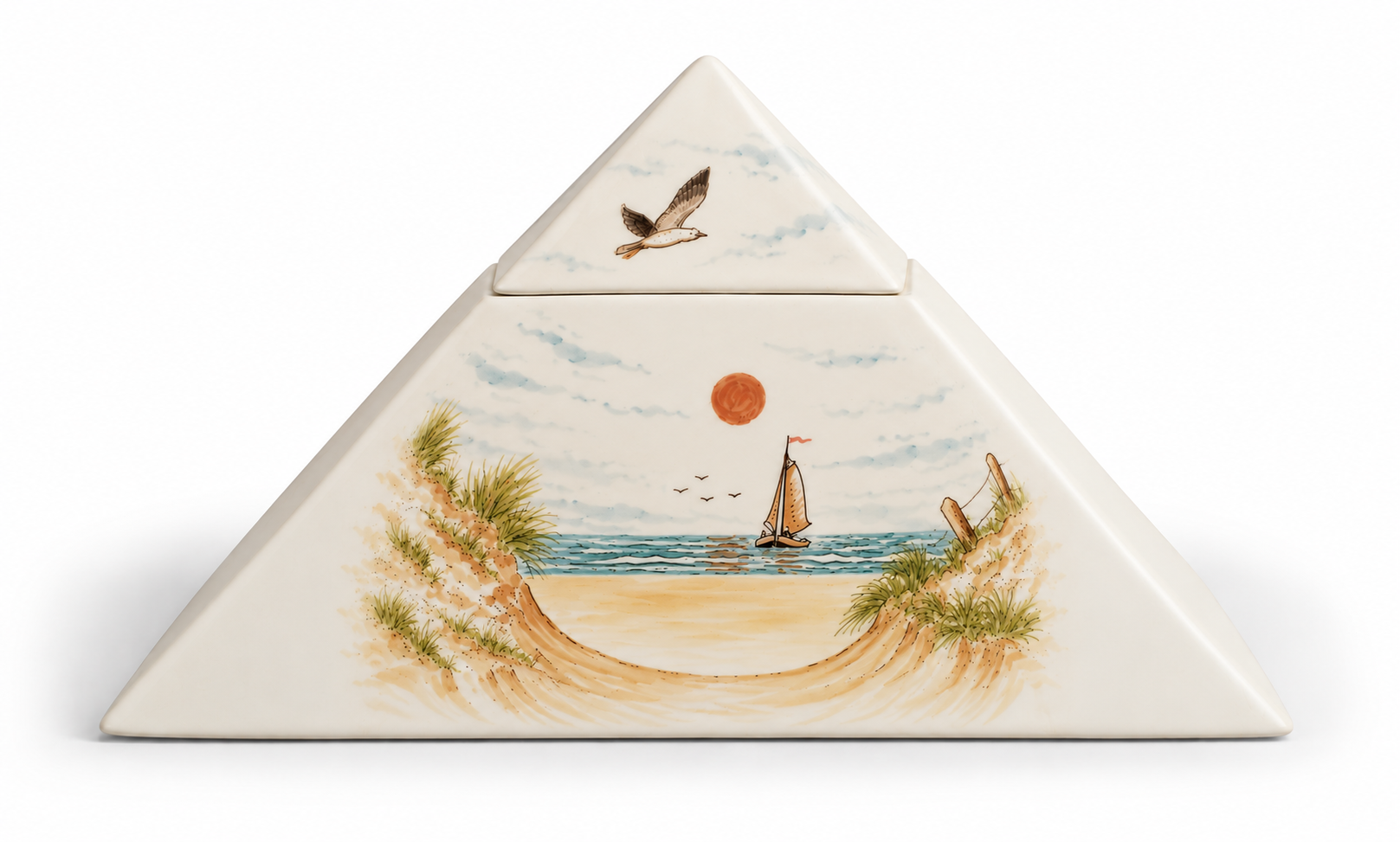 Piramide urn Strand - Zeezicht hand beschilderd