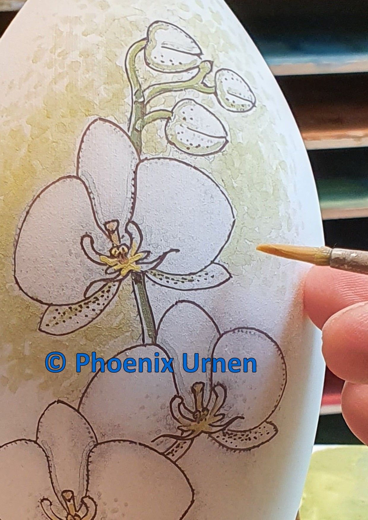 Painting process urn Orchid white