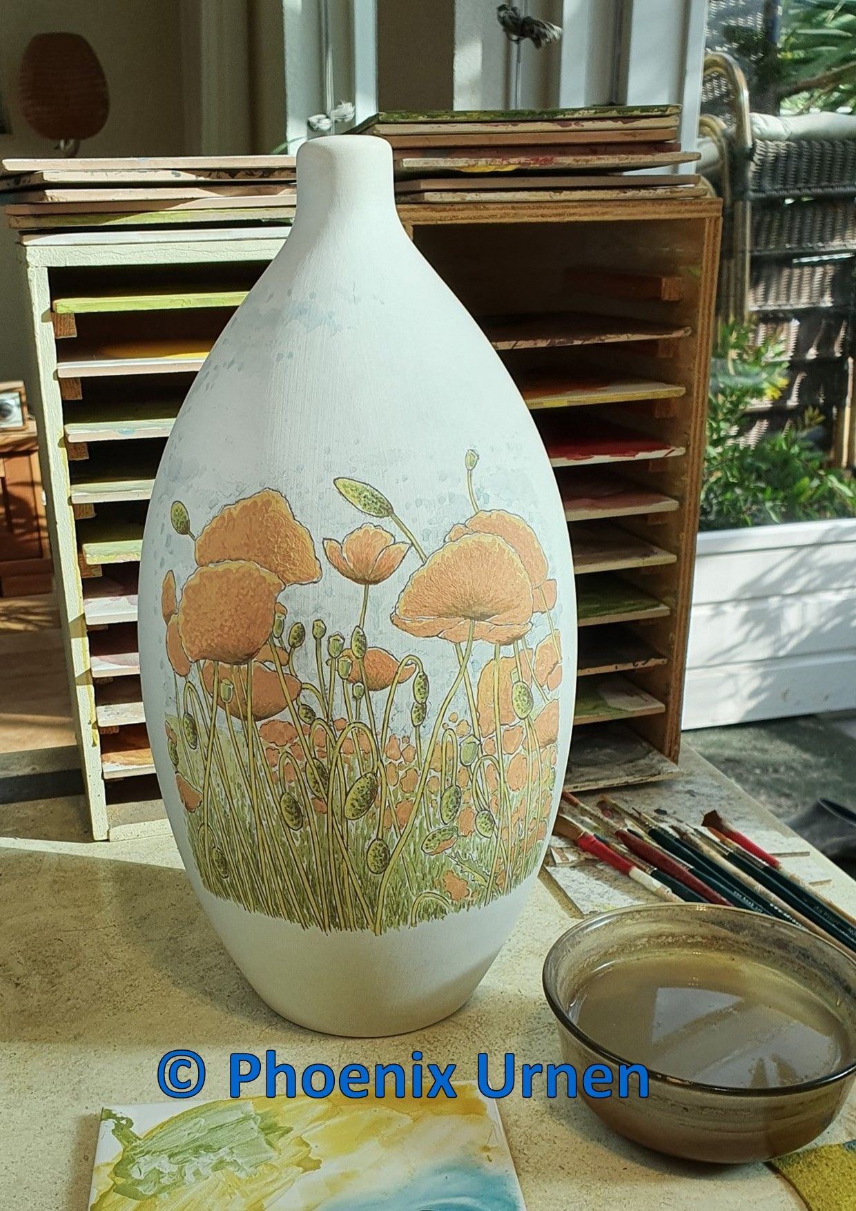 Painting process special assignment Poppies of the funeral card