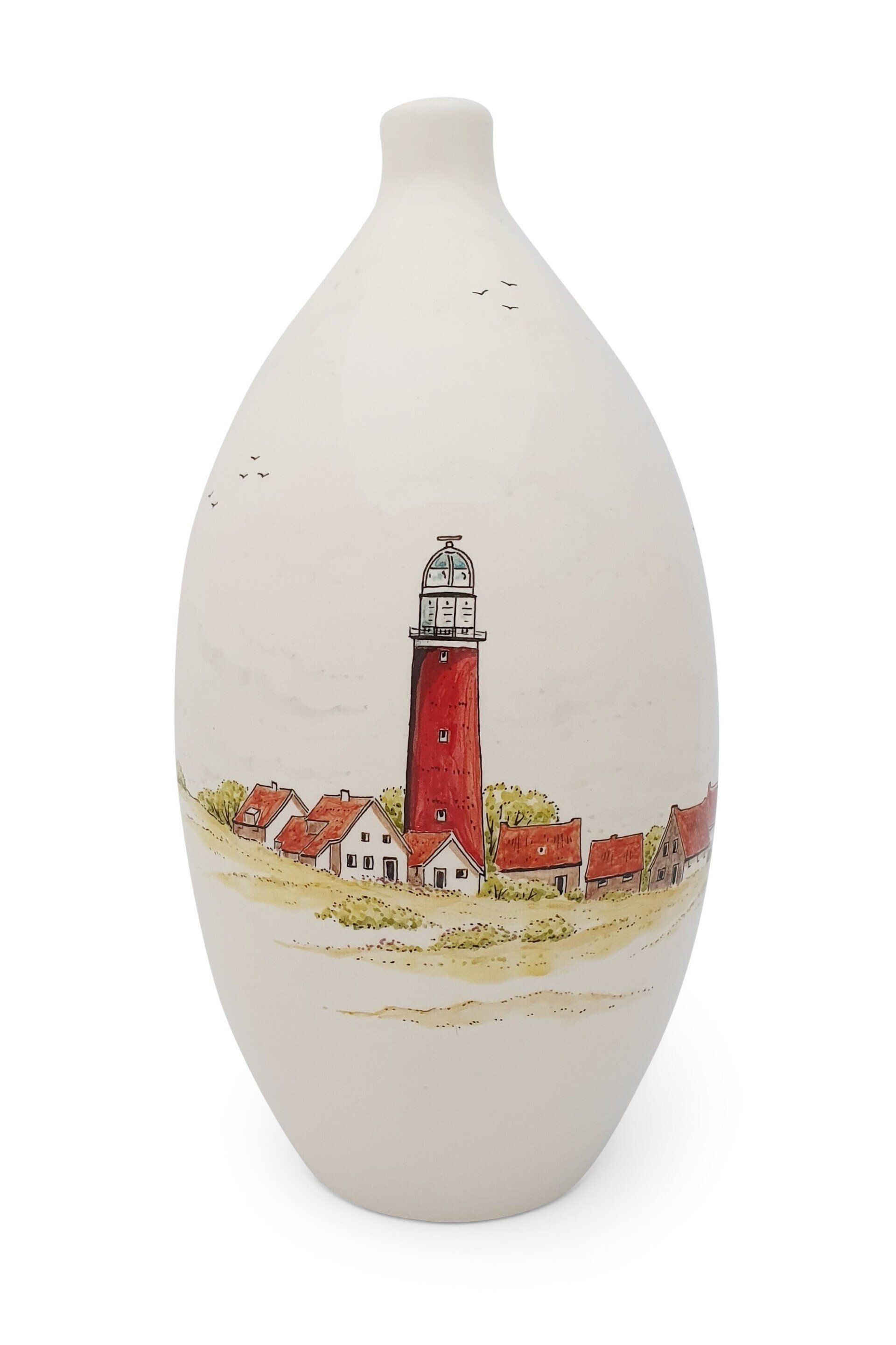 hand painted cremation urn Lighthouse Texel