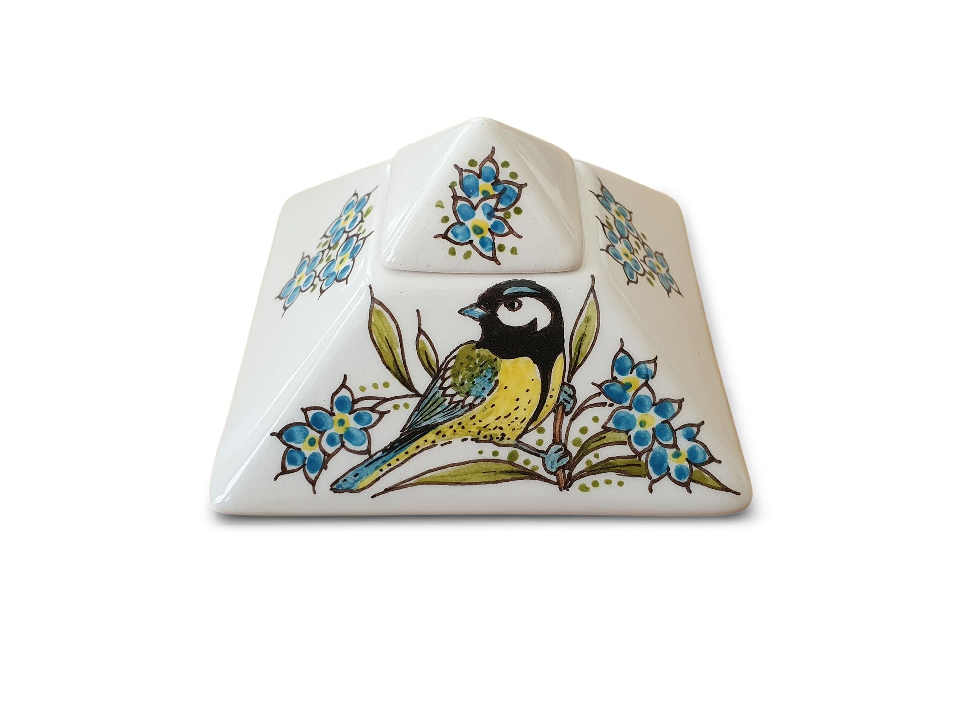 Hand painted keepsake Pyramid urn-Coal Tit-Phoenix Urns