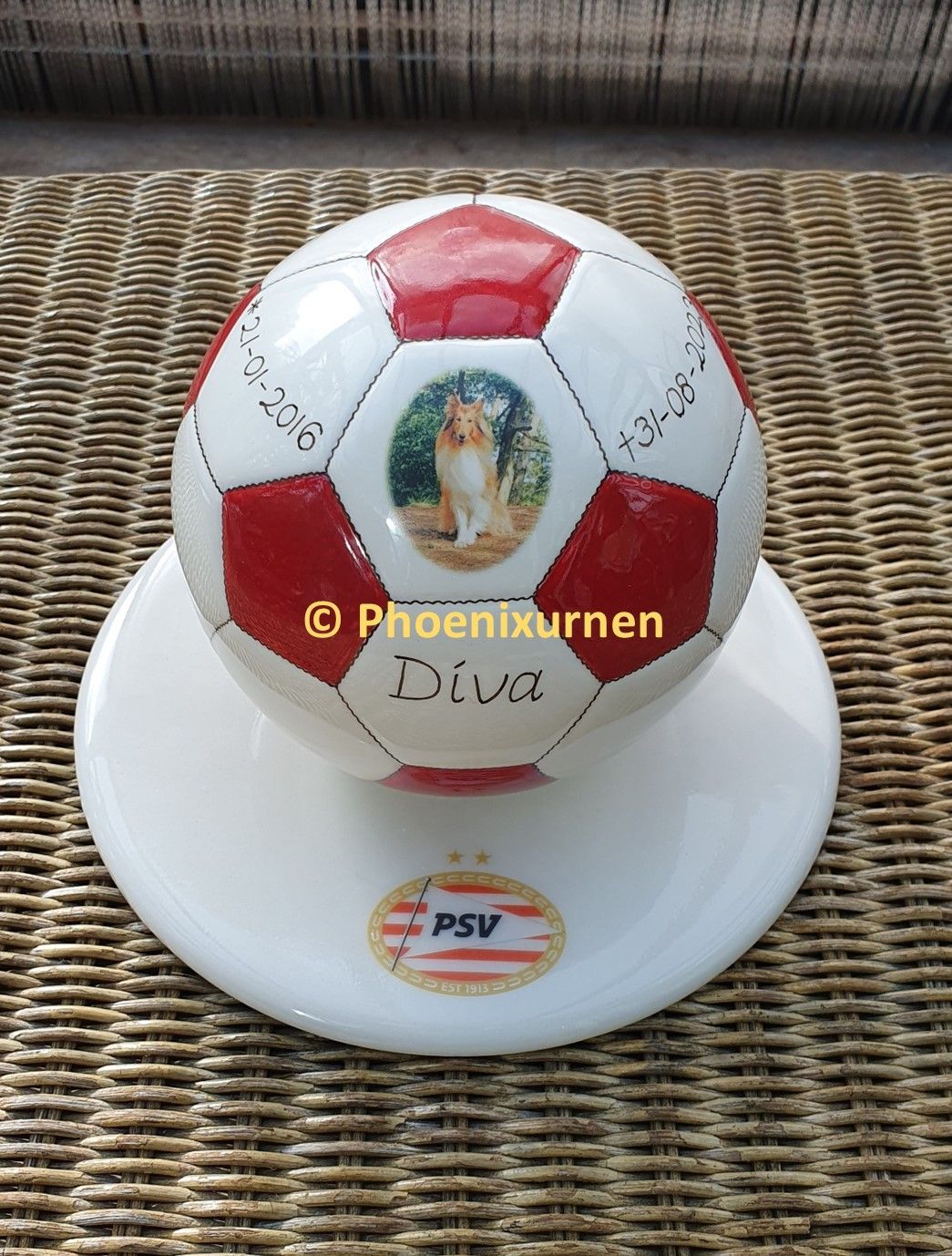 voetbal urn met foto