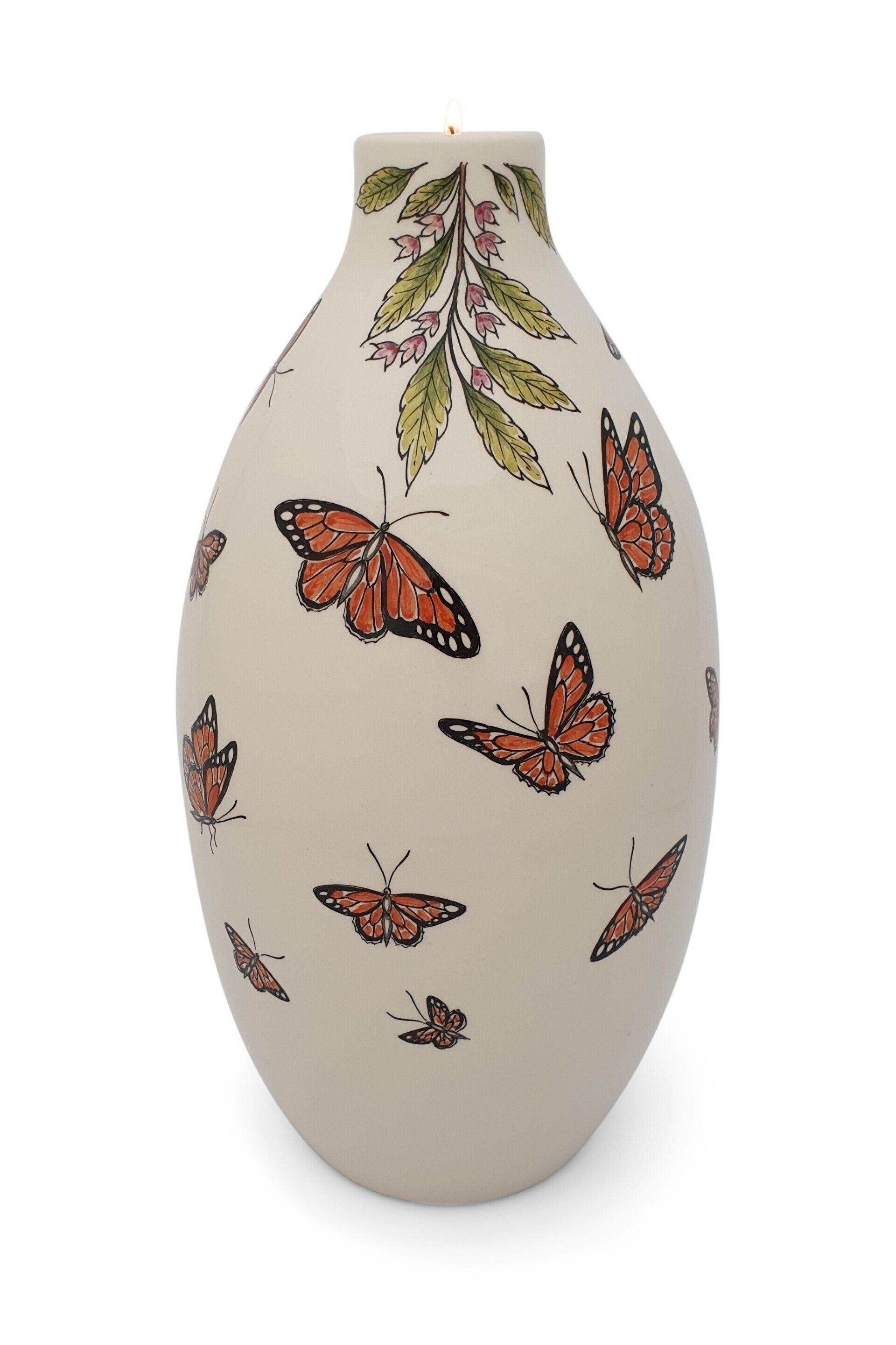 hand painted cremation urn Monarch Butterflies