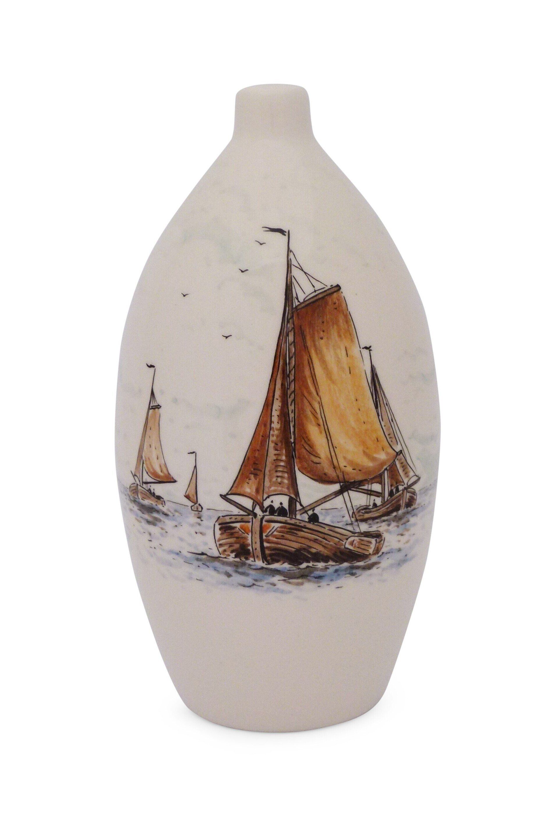 hand painted cremation urn Sailboat (after artist Mesdag)