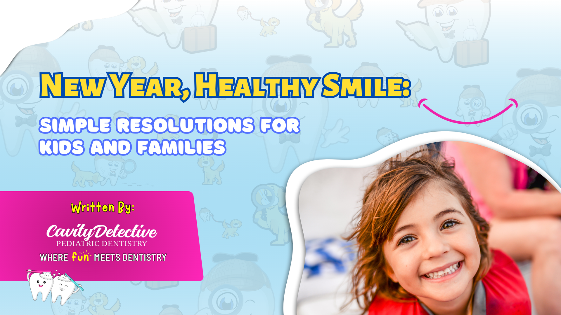 Smiling child with headline