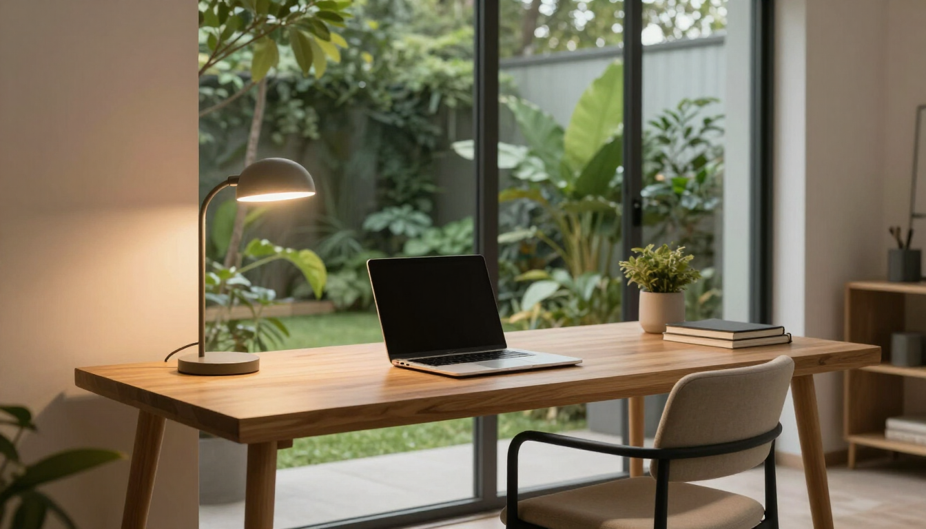 Modern home office with a calm atmosphere