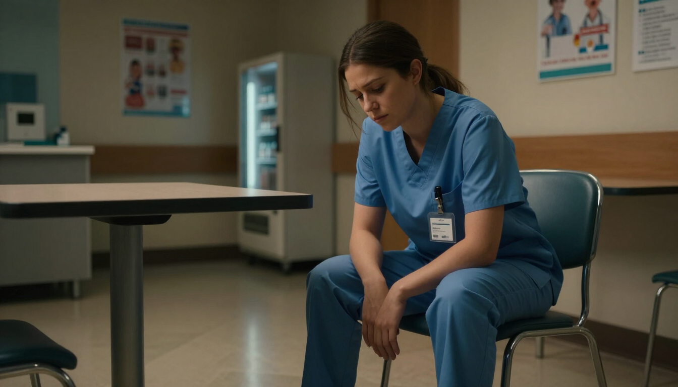 Healthcare professional reflecting on burnout