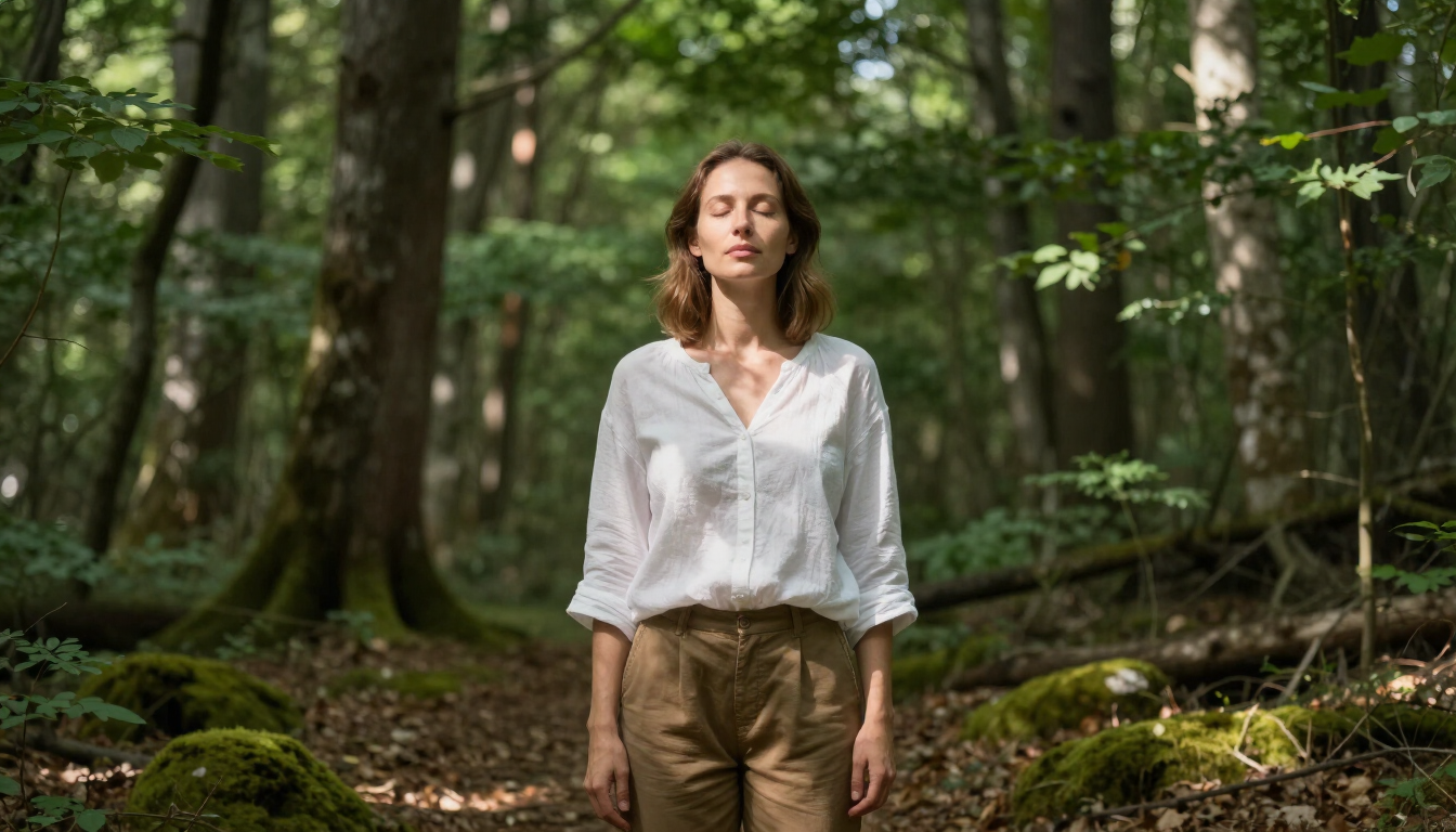 Woman practicing mindfulness in nature