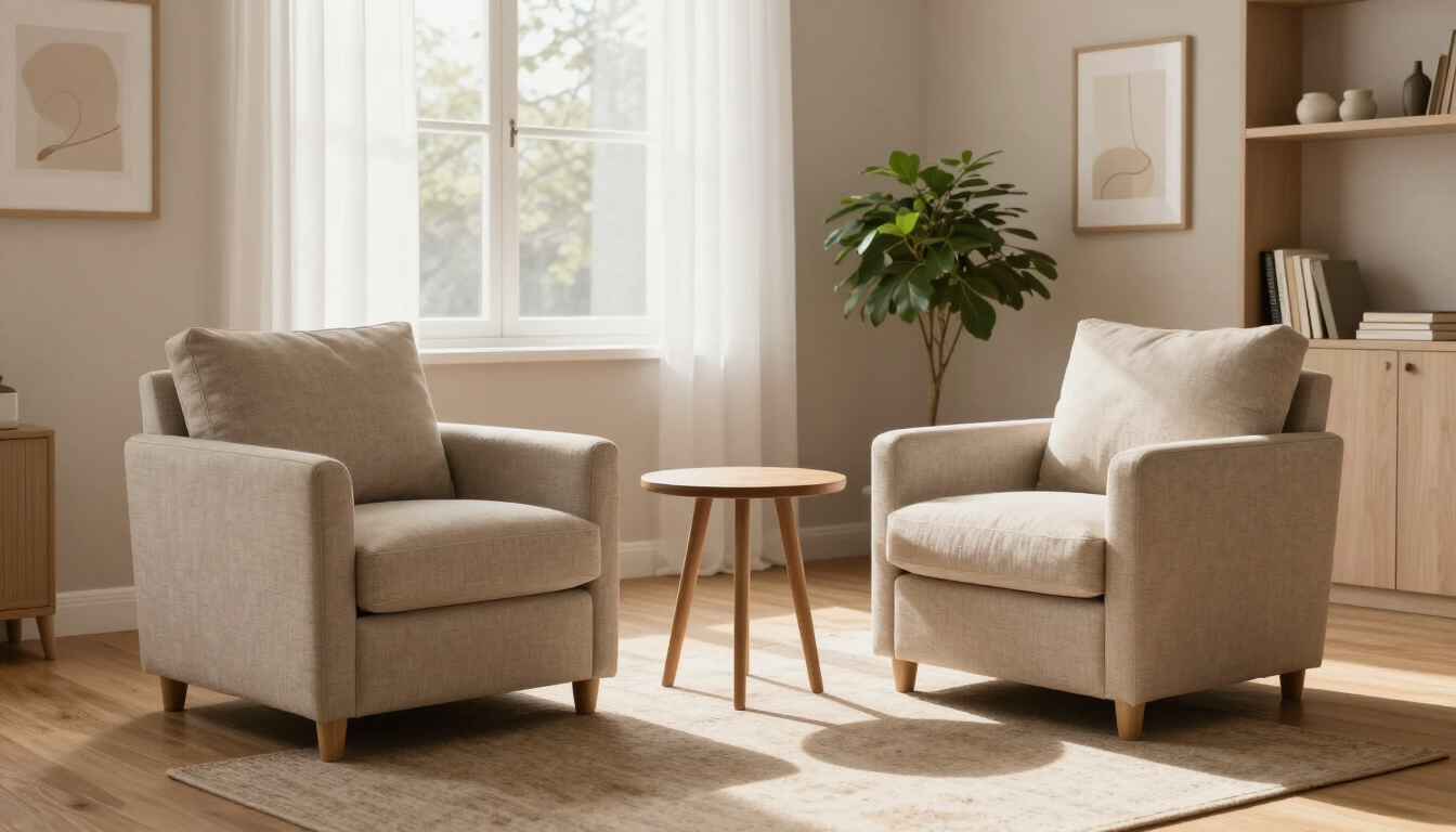 A calm therapy room representing finding the right therapist