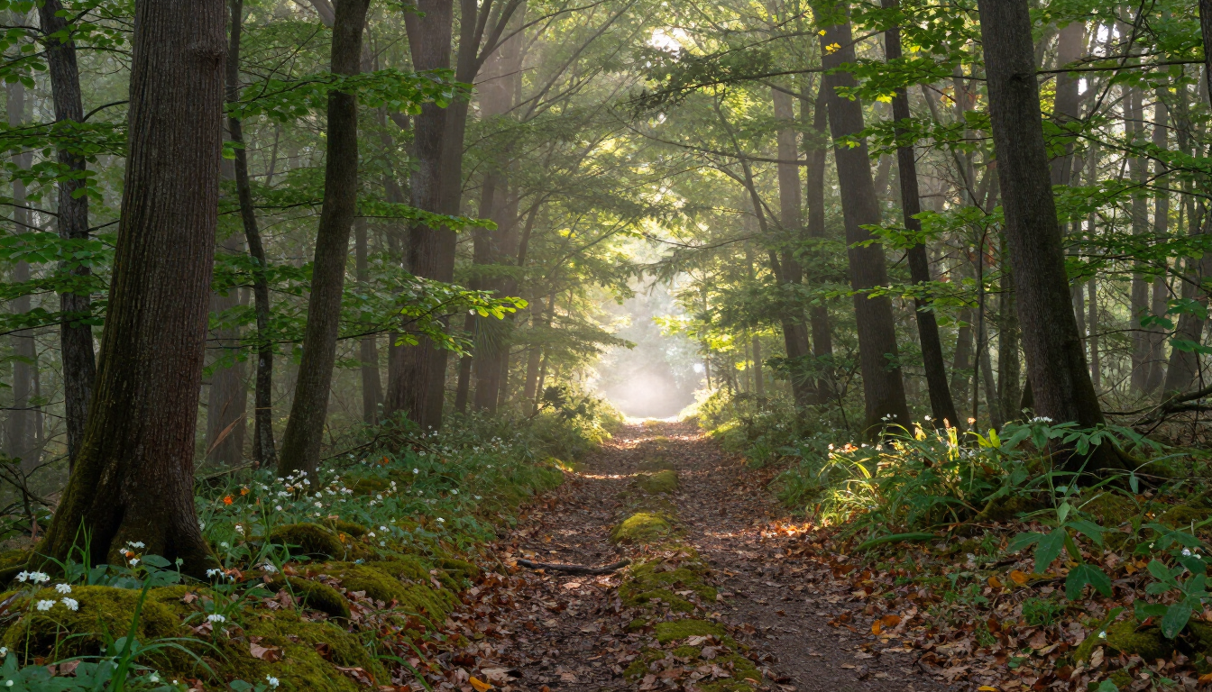 A peaceful outdoor path symbolizing a supported return to self