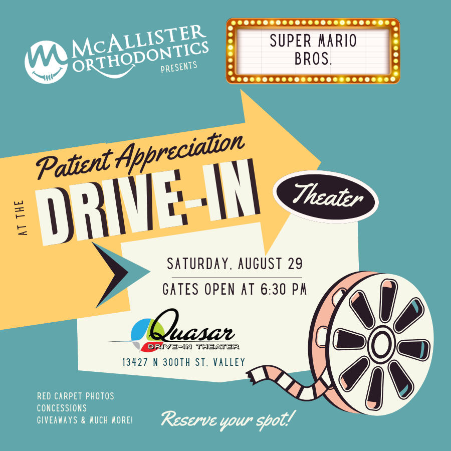 A poster for a patient appreciation drive in theater.