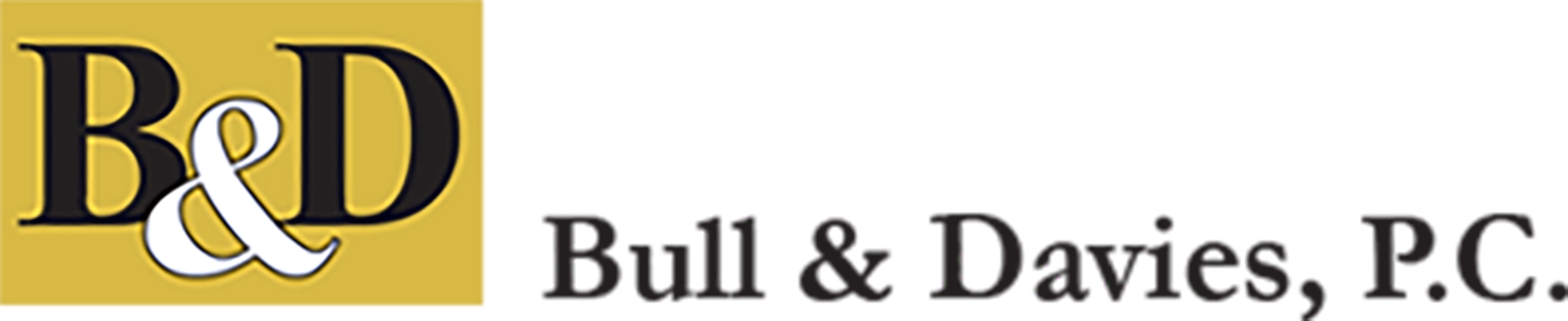 Bull & Davies, P.C. logo with gold B&D monogram and black text on a light background