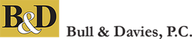 Bull & Davies, P.C. logo with gold B&D monogram and black text on a light background